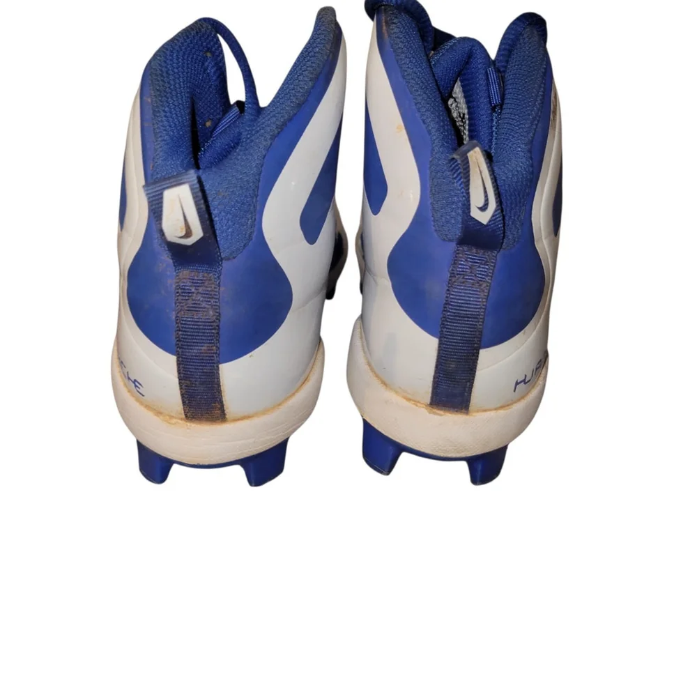Nike Huaraches Pro Mid White Blue Football Cleats Size Youth 4.5